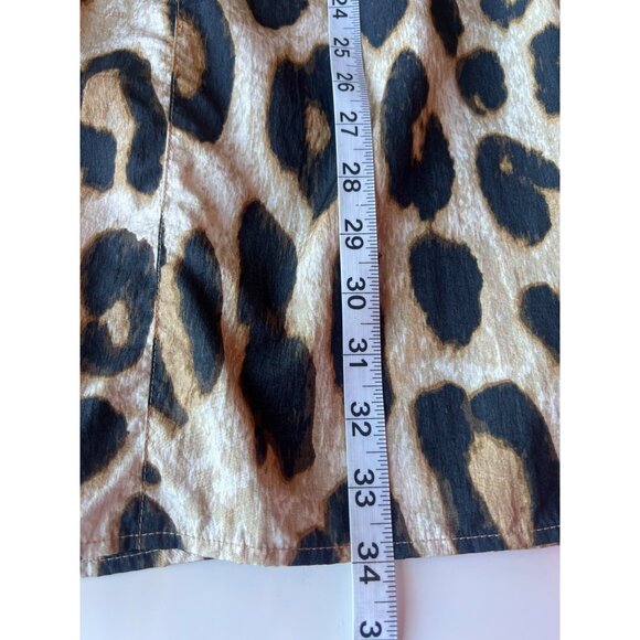 H&M Leopard Print Ruffle Long Sleeve Mini Dress With Bow Back Detail Size Medium - Picture 13 of 13